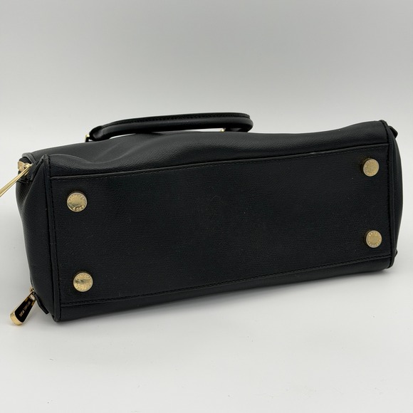 Michael Kors Leather Satchel Handbag Black Gold Hardware Classic Divider